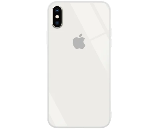 TPU+Glass чехол GLOSSY Logo series для Apple iPhone X (5.8") / XS Белый / White