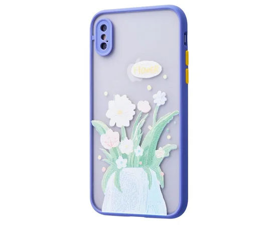TPU+PC чехол Picture Color Buttons для Apple iPhone X / XS (5.8") Lavender Grey / Цветы