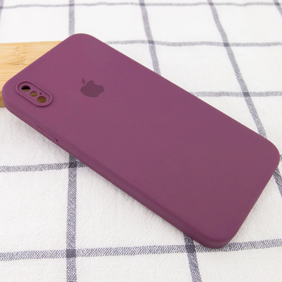 Чехол Silicone Case Square Full Camera Protective (AA) для Apple iPhone XS (5.8") Бордовый / Maroon