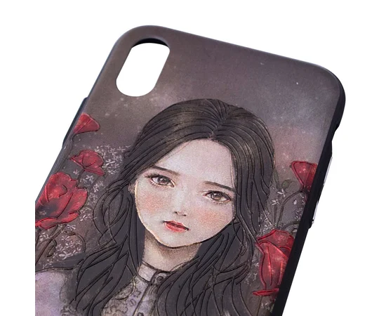 TPU+PC чехол YCT картина для Apple iPhone X/XS Девочка в красных цветах