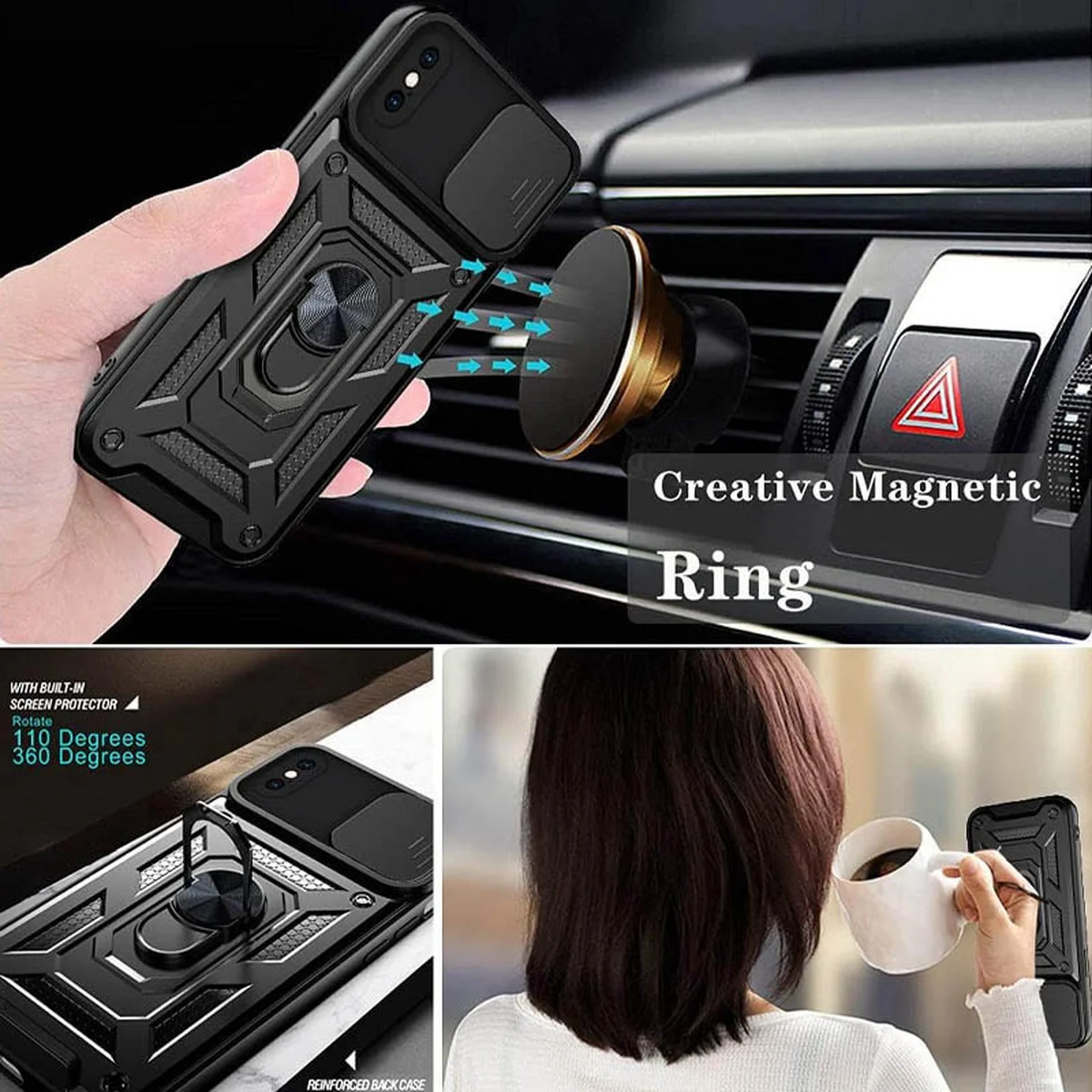 Удароміцний чохол Camshield Serge Ring для Apple iPhone X/XS (5.8") Чорний