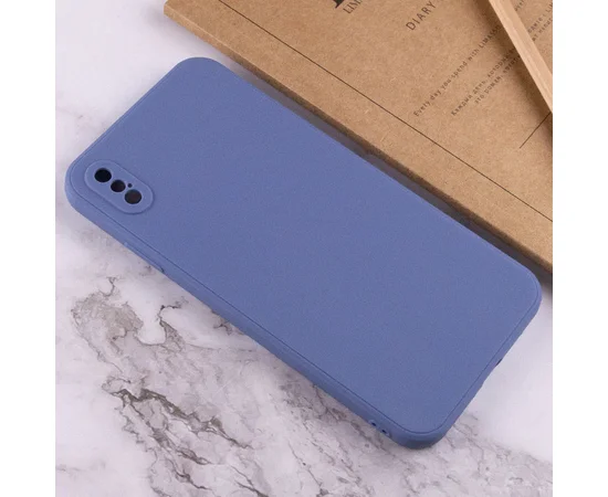 Силиконовый чехол Candy Full Camera для Apple iPhone X / XS (5.8") Голубой / Mist blue