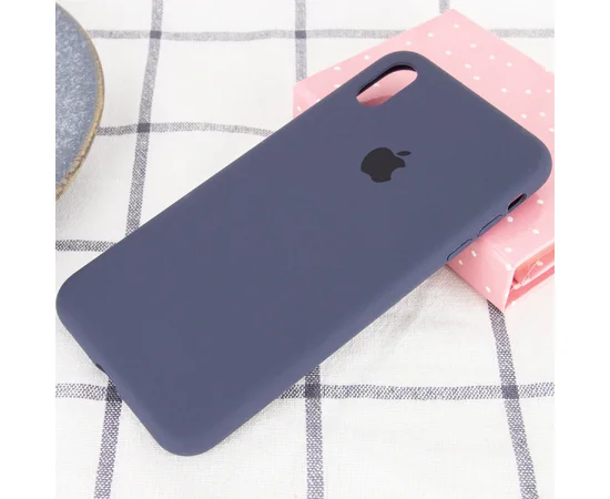 Чехол Silicone case (A) (с закрытым низом) для Apple iPhone X/XS Темный Синий / Midnight Blue