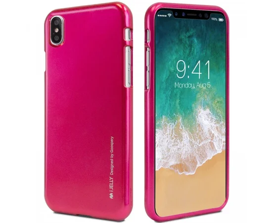 TPU чехол Mercury iJelly Metal series для Apple iPhone X/XS Малиновый