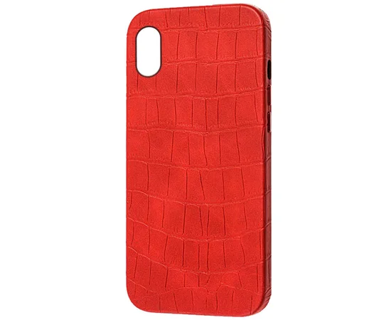 Кожаный чехол Croco Leather для Apple iPhone XS (5.8") Red