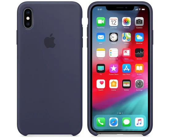 Чехол Silicone Case (AA) для Apple iPhone X/XS Темный Синий / Midnight Blue