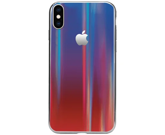 TPU+Glass чехол Gradient Aurora с лого для Apple iPhone XS (5.8") Синий / Красный