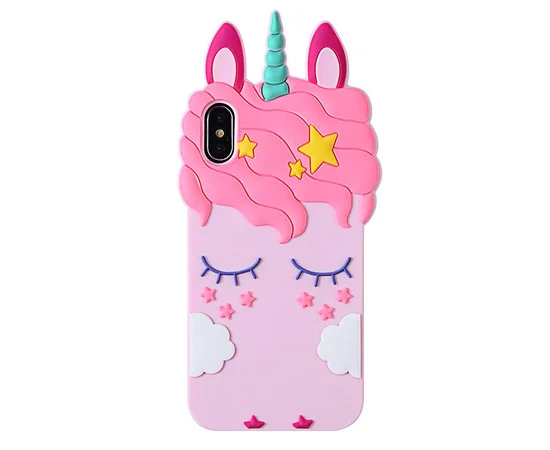 Силиконовая накладка 3D Little Unicorn для Apple iPhone X/XS (5.8") Розовый