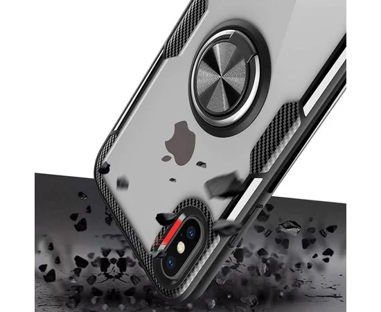 TPU+PC чехол Deen CrystalRing for Magnet (opp) для Apple iPhone X / XS (5.8") Бесцветный / Черный