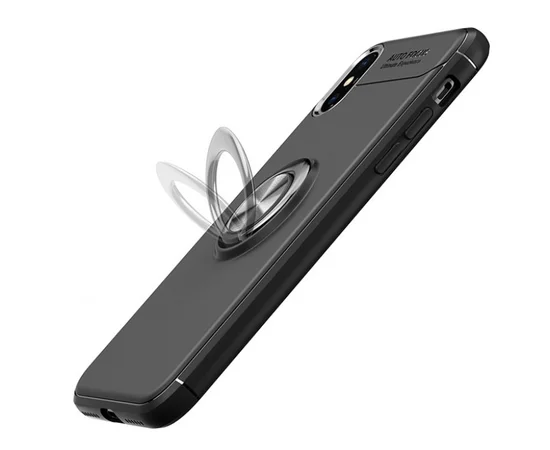 TPU чехол Deen ColorRing под магнитный держатель для Apple iPhone X (5.8") Черный / Черный