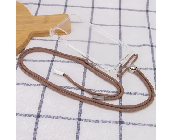 Чехол TPU Crossbody Transparent для Apple iPhone X / XS (5.8") Бледно-коричневый