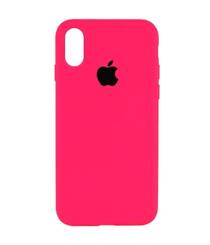 Чехол Silicone case (A) (с закрытым низом) для Apple iPhone X/XS Розовый  / Barbie pink