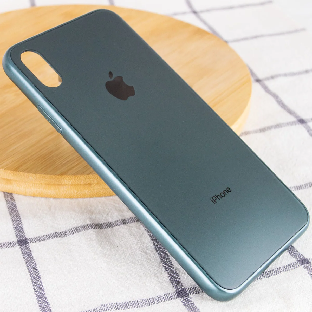 TPU+Glass чехол GLOSSY Logo Full camera для Apple iPhone X / XS (5.8") Зеленый