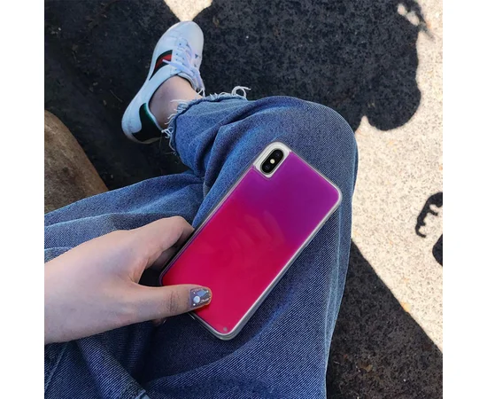 Неоновый чехол Neon Sand glow in the dark для Apple iPhone X / XS (5.8") Фиолетовый / Розовый