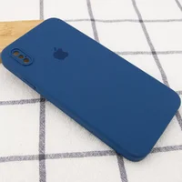 Чехол Silicone Case Square Full Camera Protective (AA) для Apple iPhone XS (5.8") Синий / Navy blue