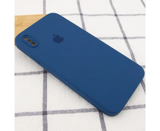 Чехол Silicone Case Square Full Camera Protective (AA) для Apple iPhone XS (5.8") Синий / Navy blue