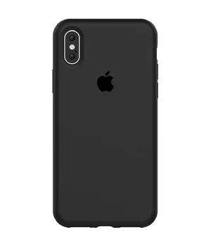 Чехол Silicone case (A) (с закрытым низом) для Apple iPhone X/XS Черный / Black