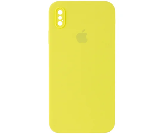 Чехол Silicone Case Square Full Camera Protective (AA) для Apple iPhone XS (5.8") Желтый / Bright Yellow