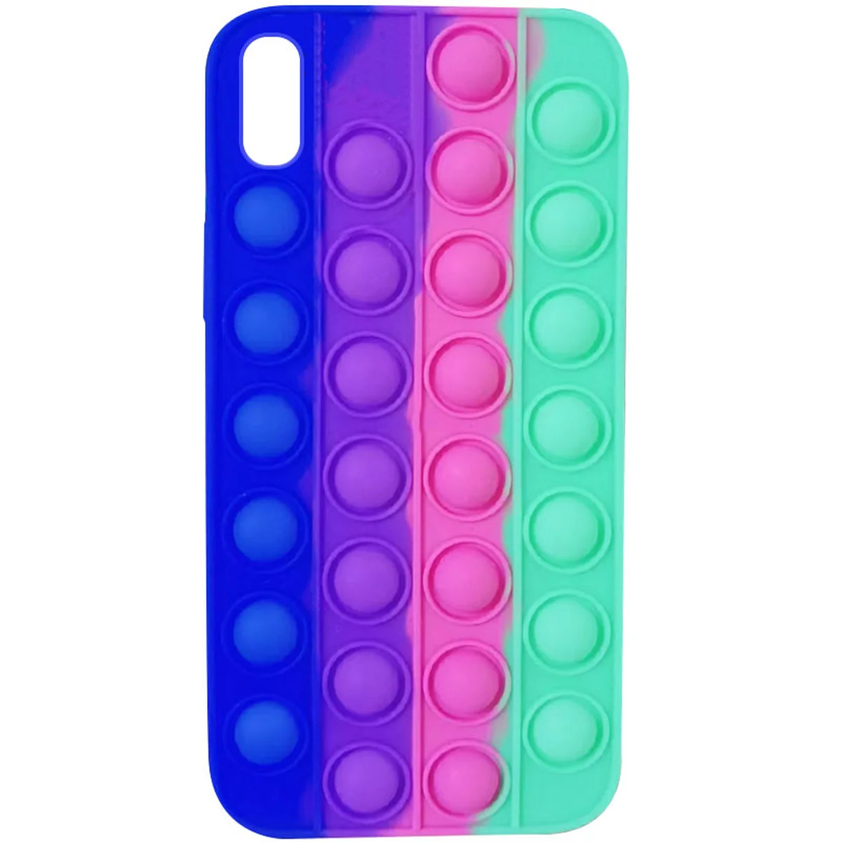 Силиконовый 3D чехол-антистресс Pop it Bubble для Apple iPhone X / XS (5.8") Ultra Violet / Spearmint