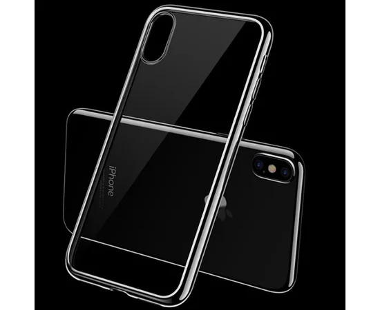 Прозрачный силиконовый чехол с глянцевой окантовкой Full Camera для Apple iPhone X / XS (5.8") Черный