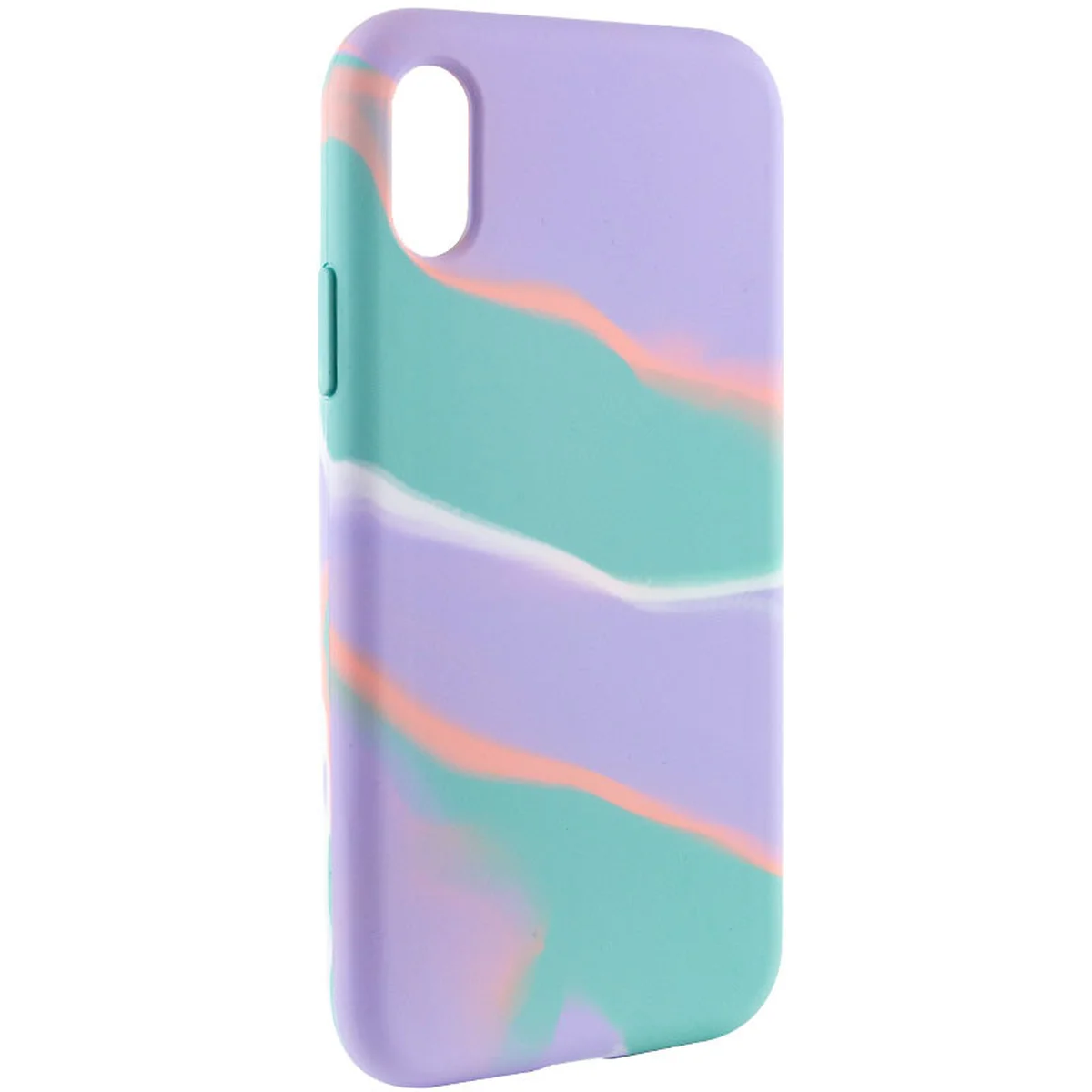 Чохол Silicone case full Aquarelle для Apple iPhone X/XS (5.8") Бірюзово-бузковий