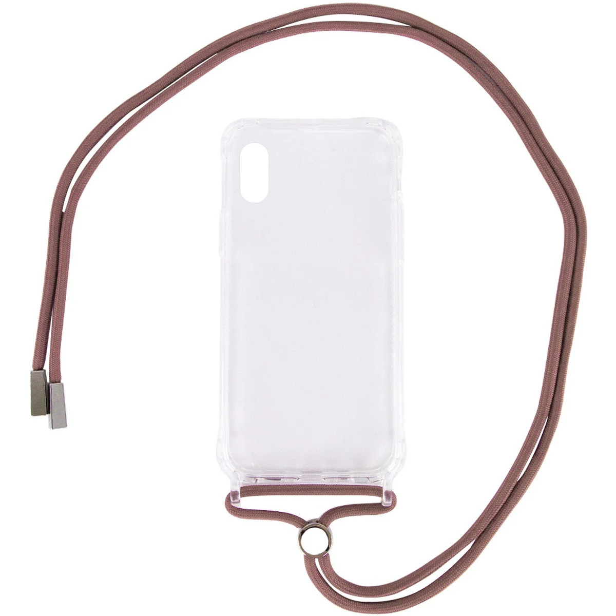 Чохол TPU Crossbody Transparent для Apple iPhone X / XS (5.8 ") Блідо-коричневий