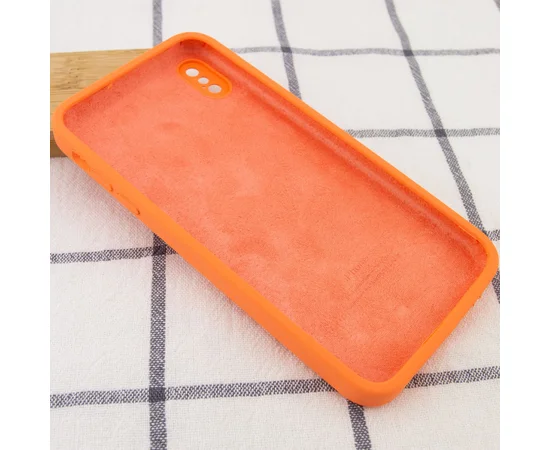 Чехол Silicone Case Square Full Camera Protective (AA) для Apple iPhone XS (5.8") Оранжевый / Papaya
