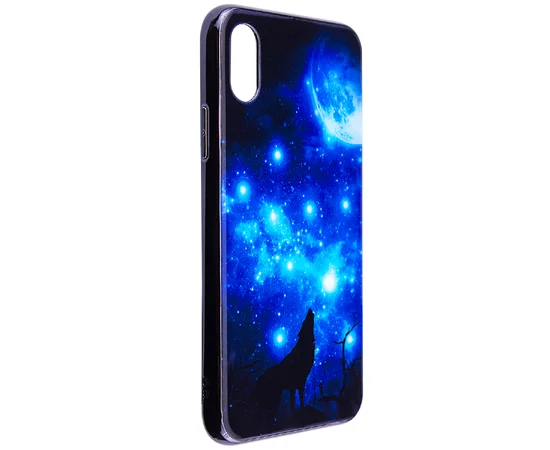 TPU+Glass чехол Fantasy с глянцевыми торцами для Apple iPhone X (5.8") Лунная ночь