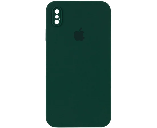 Чехол Silicone Case Square Full Camera Protective (AA) для Apple iPhone XS (5.8") Зеленый / Dark green