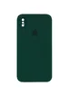 Чехол Silicone Case Square Full Camera Protective (AA) для Apple iPhone XS (5.8") Зеленый / Dark green