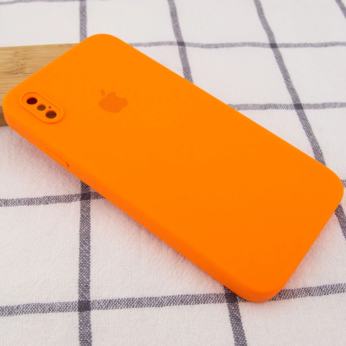 Чехол Silicone Case Square Full Camera Protective (AA) для Apple iPhone XS (5.8") Оранжевый / Bright Orange