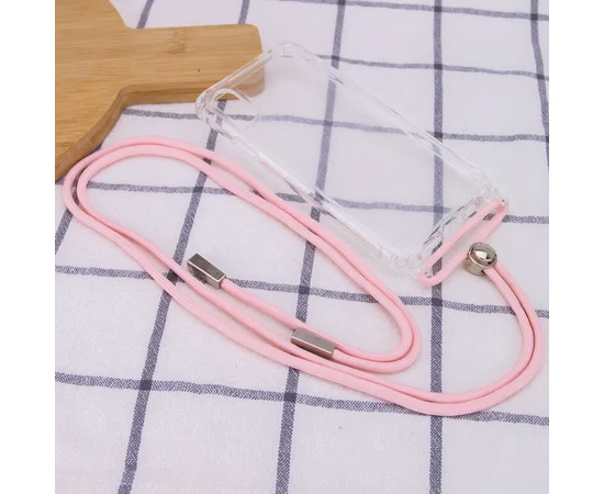 Чехол TPU Crossbody Transparent для Apple iPhone X / XS (5.8") Пудровый