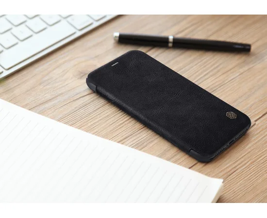 Кожаный чехол (книжка) Nillkin Qin Series для Apple iPhone X/XS Черный