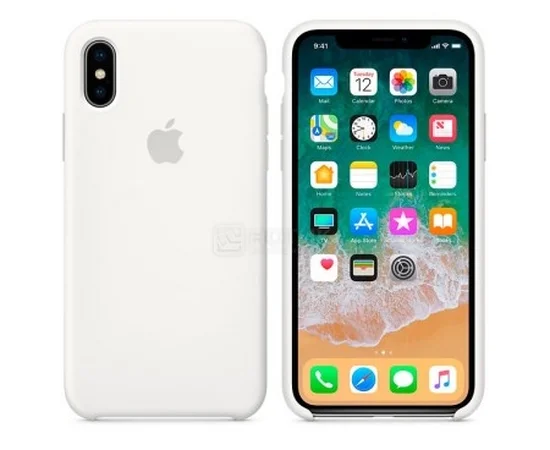 Чехол Silicone case (A) для Apple iPhone X/XS Белый / White