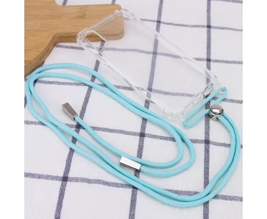 Чехол TPU Crossbody Transparent для Apple iPhone X / XS (5.8") Бирюзовый