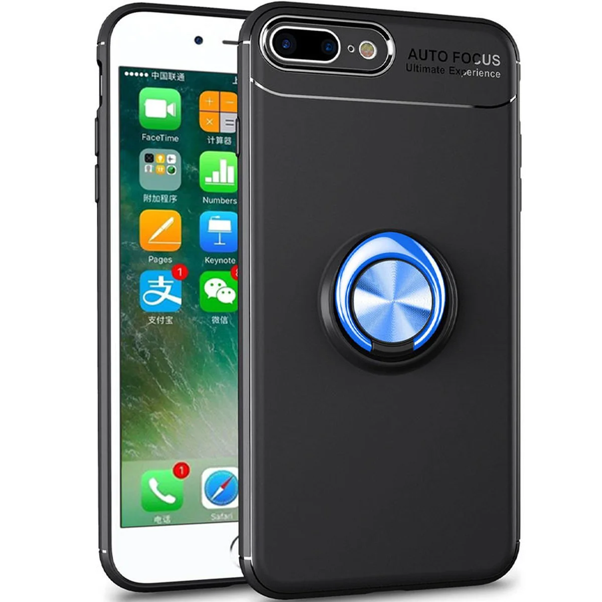 TPU чехол Deen ColorRing под магнитный держатель (opp) для Apple iPhone X / XS (5.8") Черный / Синий