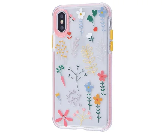 TPU чехол Flowers Colourful для Apple iPhone X / XS (5.8") Розовый/Цветы