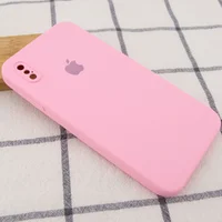 Чехол Silicone Case Square Full Camera Protective (AA) для Apple iPhone XS (5.8") Розовый / Light pink