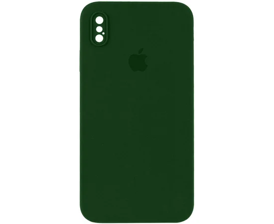 Чехол Silicone Case Square Full Camera Protective (AA) для Apple iPhone XS (5.8") Зеленый / Army green