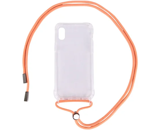 Чехол TPU Crossbody Transparent для Apple iPhone X / XS (5.8") Персиковый