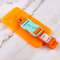 Чехол Handfree с цветным ремешком для Apple iPhone X / XS (5.8") Оранжевый