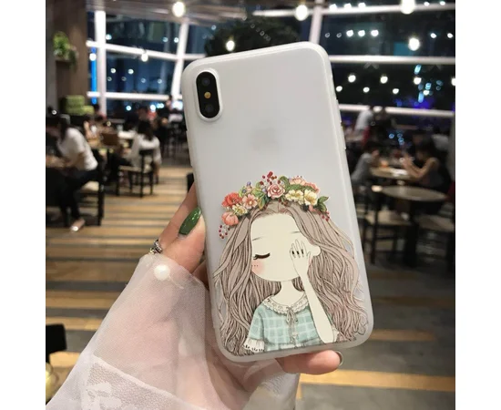 TPU чехол матовый soft touch для Apple iPhone X/XS Девочка весна