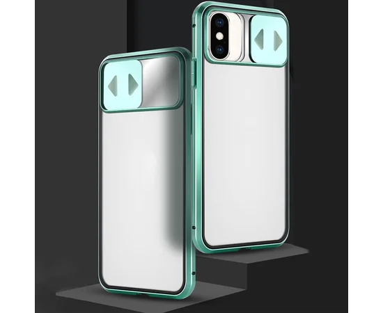 Чехол Camshield 360 Metall+Glass со шторкой для камеры для Apple iPhone X / XS (5.8") Зеленый