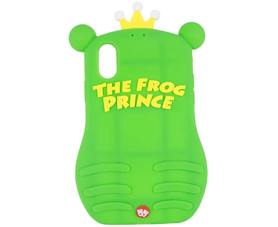 Фактурный силиконовый чехол Funny ART 3D с игрушкой для Apple iPhone X (5.8") Лягушка зеленая