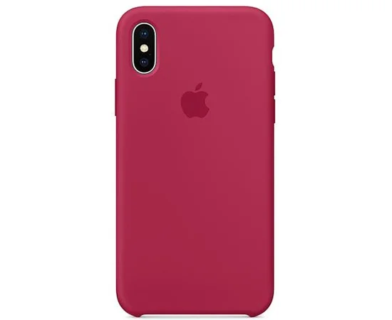Чехол Silicone case (A) для Apple iPhone X/XS Розовый  / Rose red