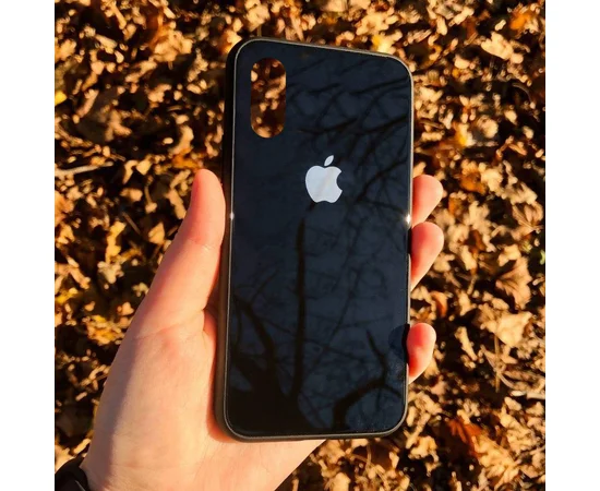 TPU+Glass чехол GLOSSY Logo series для Apple iPhone X (5.8") / XS Черный / Black