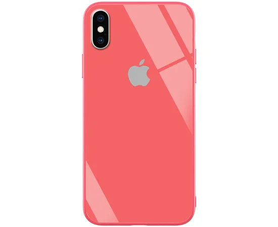 TPU+Glass чехол GLOSSY Logo series для Apple iPhone X (5.8") / XS Красный / Red orchid