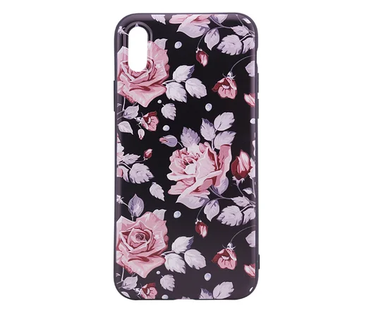 TPU чехол OMEVE Pictures для Apple iPhone X/XS Розовые розы (черный фон)