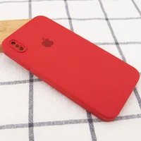 Чехол Silicone Case Square Full Camera Protective (AA) для Apple iPhone XS (5.8") Красный / Camellia