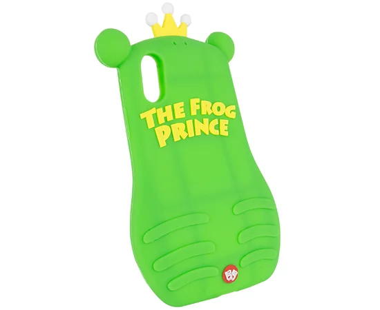 Фактурный силиконовый чехол Funny ART 3D с игрушкой для Apple iPhone X (5.8") Лягушка зеленая